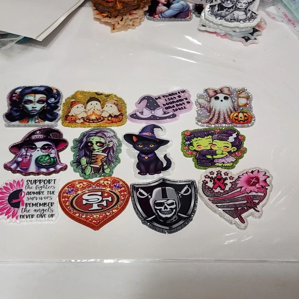 New Inventory Flatbacks Flats Halloween Fall Glitterbacks Badge Crafts Horror